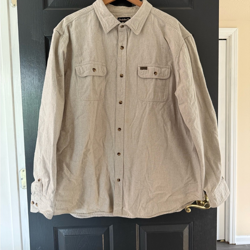 Guide Series Men’s Beige Cotton Outdoors Shirt Size 2XLT